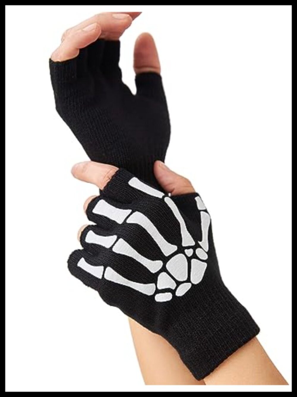 Skeleton Fingerless Gloves Glow in the Dark Goth Emo Punk Halloween Costume